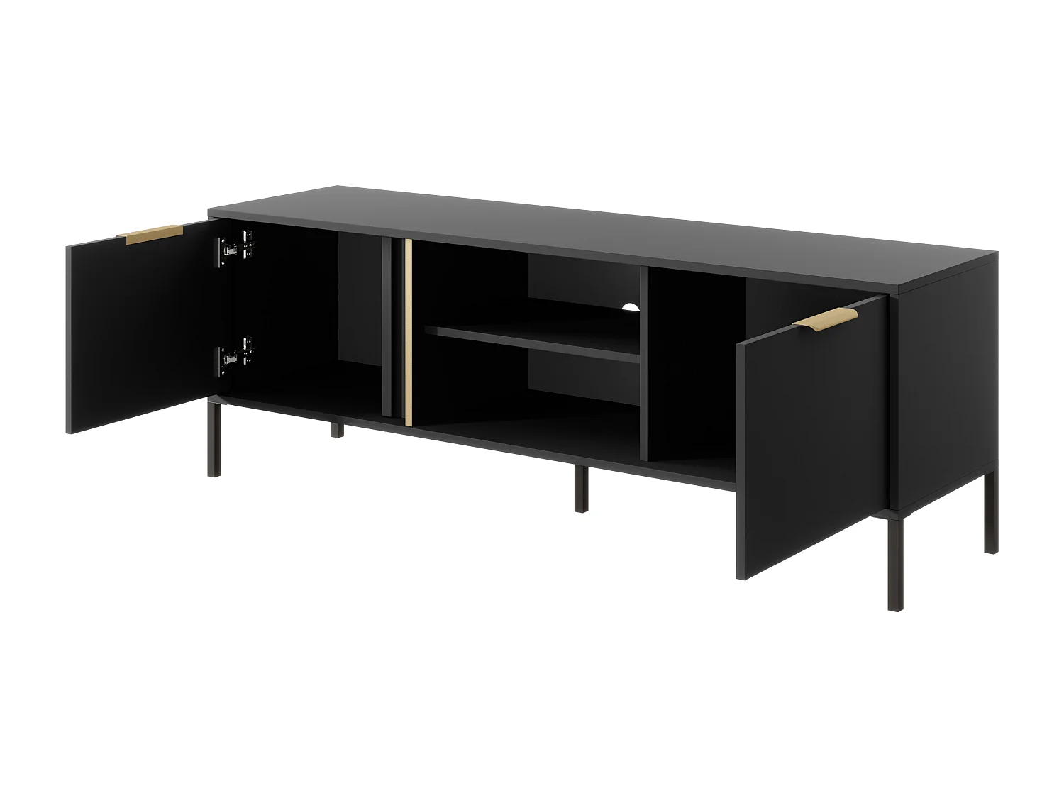 Mobile porta tv moderno 153x53cm antracite con dettagli oro PTVLK7