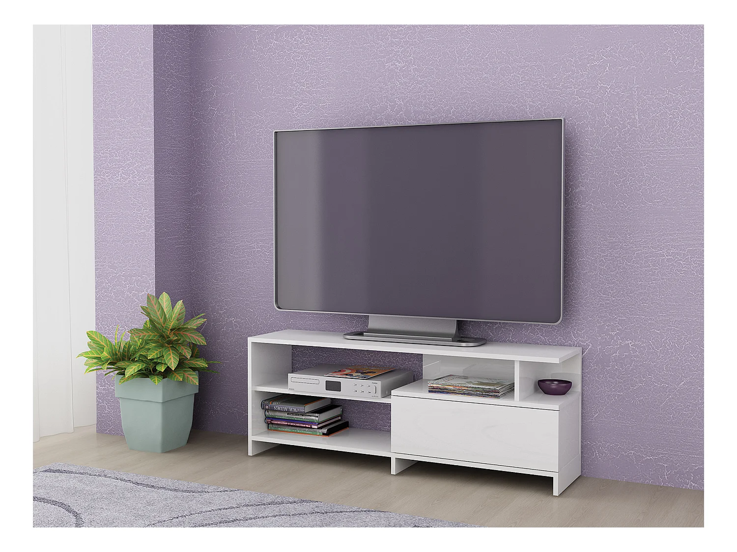 Mobile per tv moderno bianco lucido PTG4