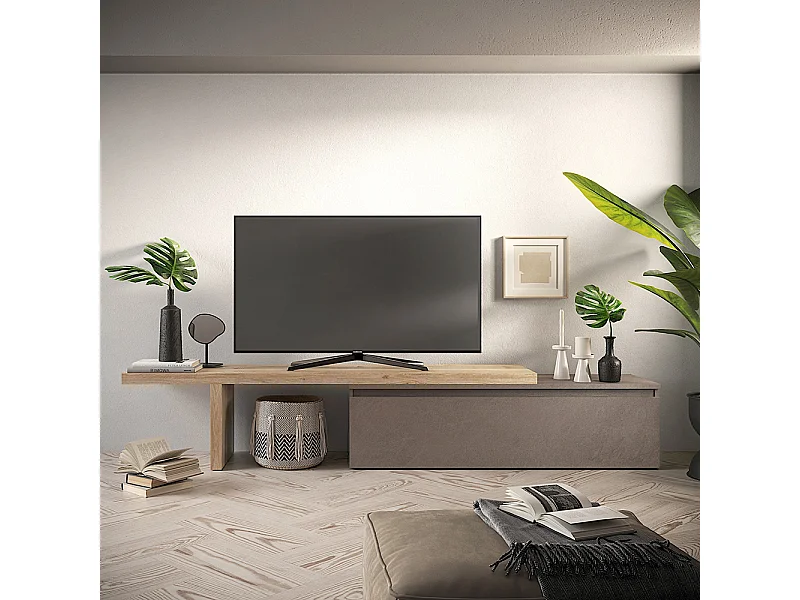 Mobile porta tv moderno 230x40 cm bronzo e rovere PTL38