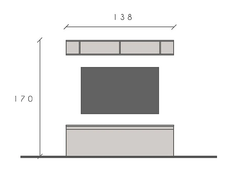Mobile porta tv con mensola 138x40 cm bianco lucido e rovere PTL35