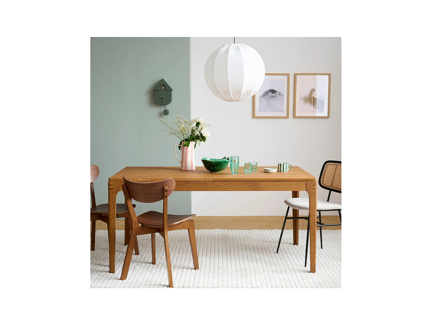 Table rectangulaire extensible bois finition noyer L160/234 10 places - BONIE