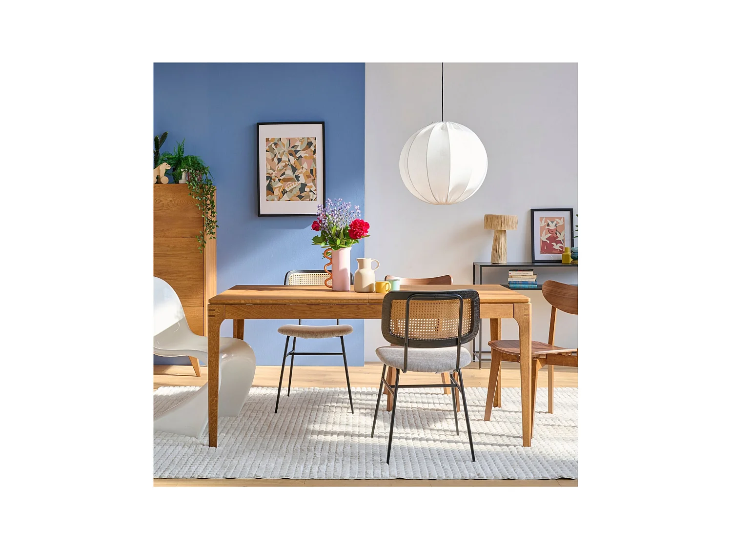 Table rectangulaire extensible bois finition noyer L160/234 10 places - BONIE