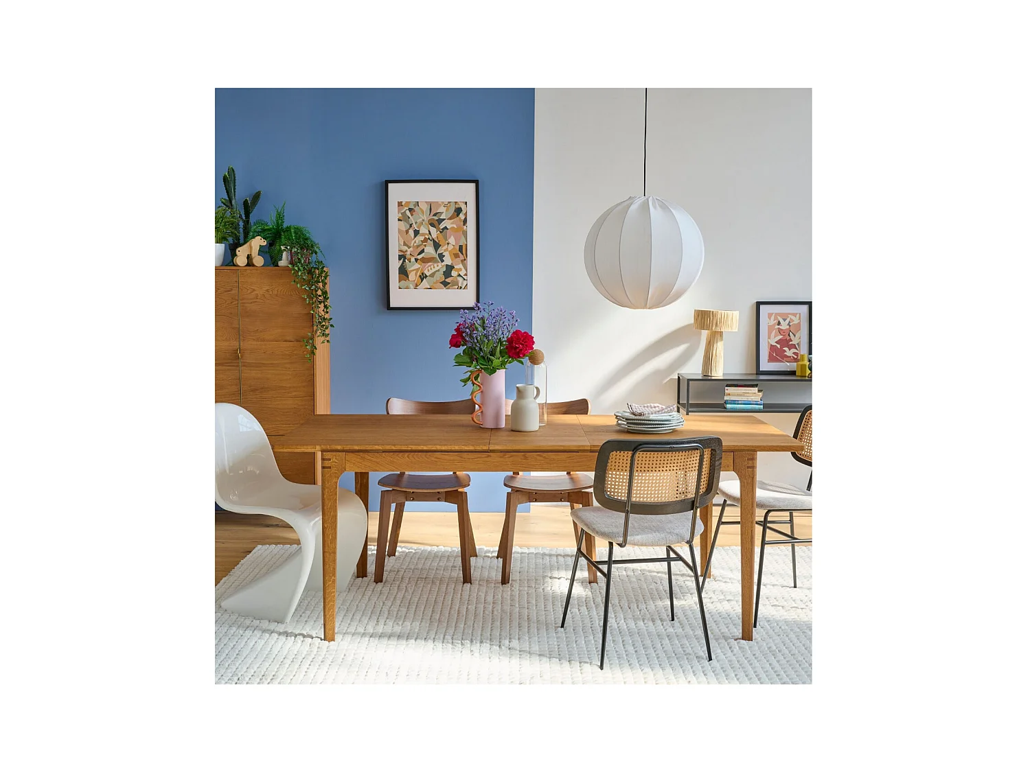 Table rectangulaire extensible bois finition noyer L160/234 10 places - BONIE