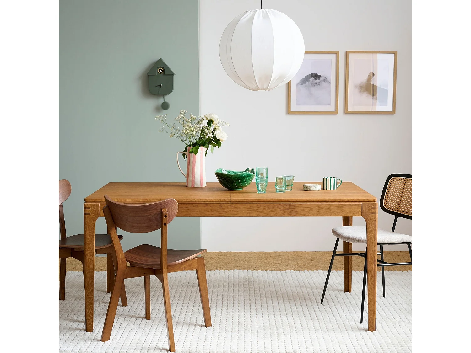 Table rectangulaire extensible bois finition noyer L156/230 10 places - BONIE