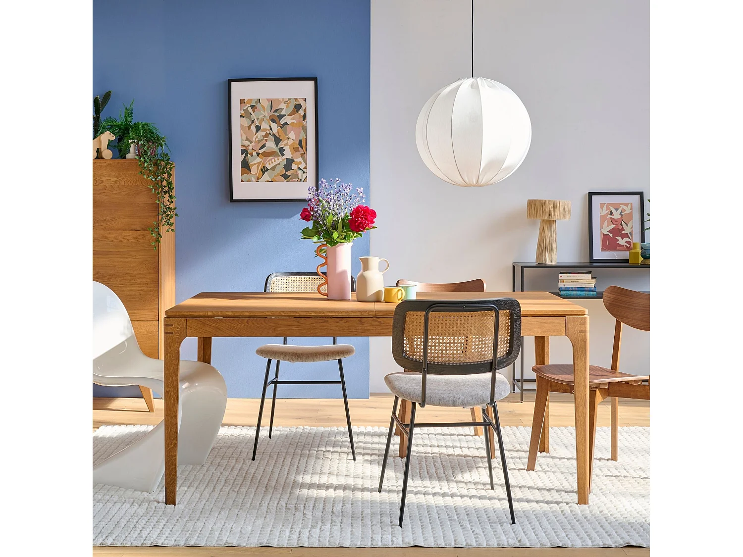 Table rectangulaire extensible bois finition noyer L156/230 10 places - BONIE