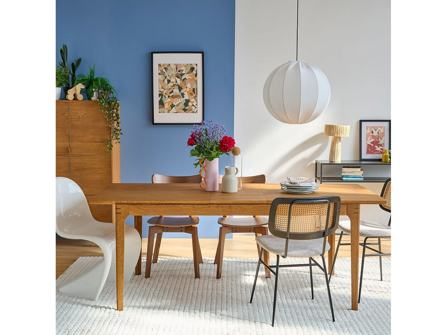 Table rectangulaire extensible bois finition noyer L156/230 10 places - BONIE