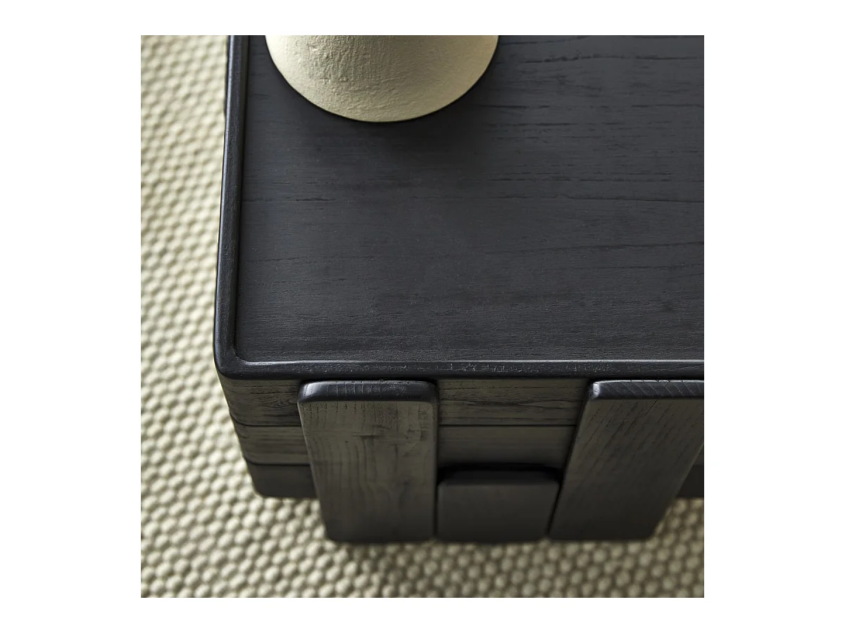 Set aus schwarzen, stapelbaren Ablagetischen aus massivem Mangoholz Nido