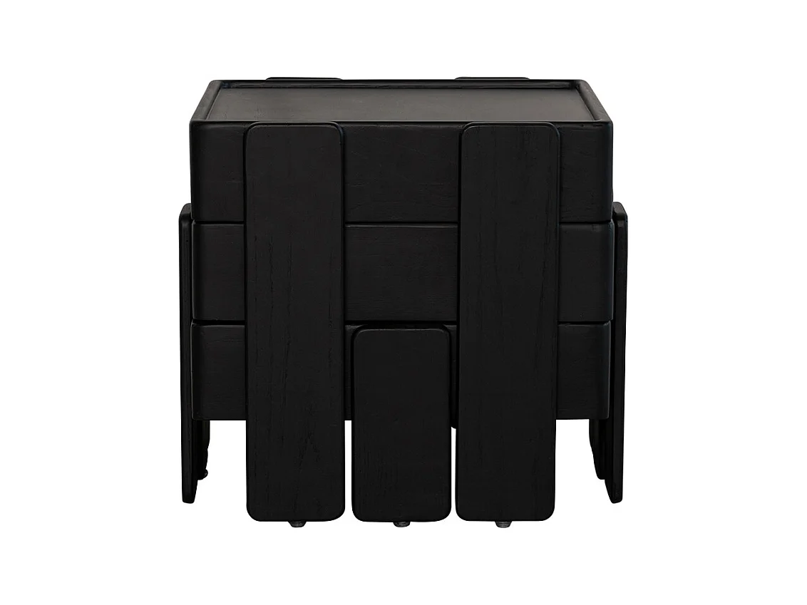 Set aus schwarzen, stapelbaren Ablagetischen aus massivem Mangoholz Nido