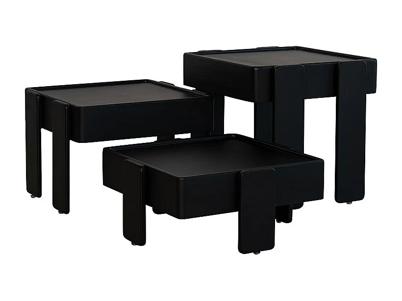Ensemble de bouts de canapé empilables en manguier massif noir Nido