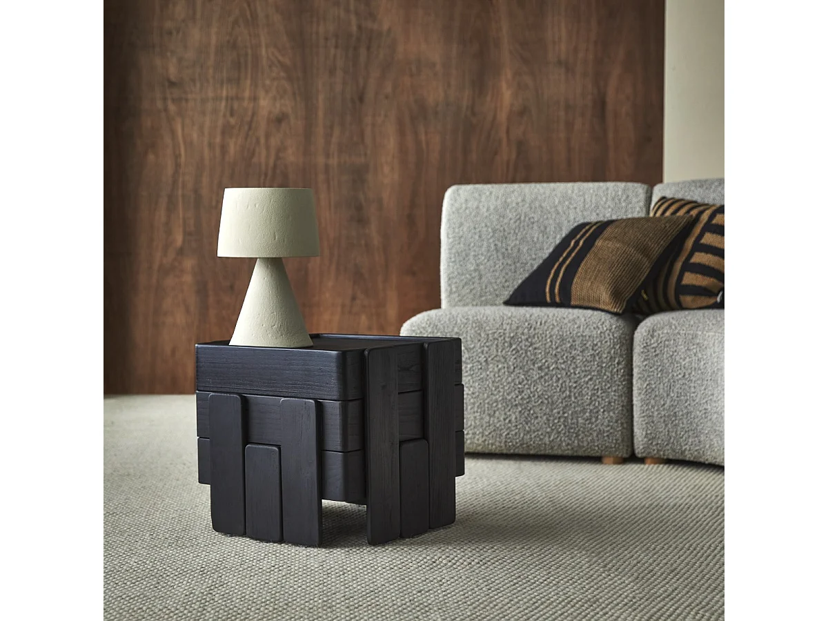 Ensemble de bouts de canapé empilables en manguier massif noir Nido