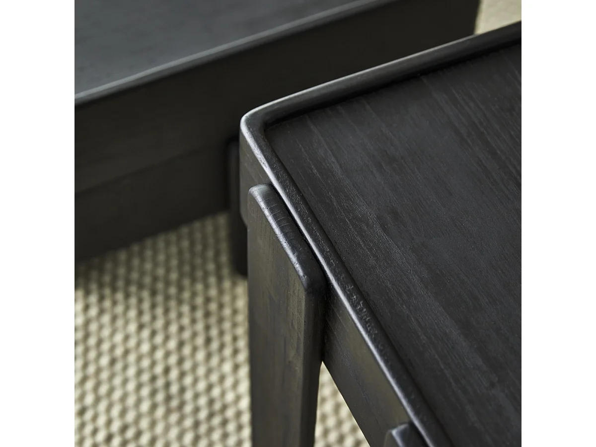 Ensemble de bouts de canapé empilables en manguier massif noir Nido