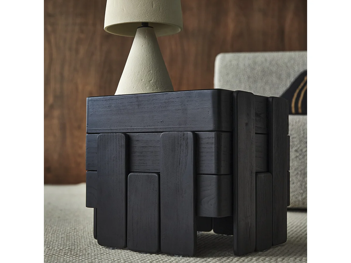 Ensemble de bouts de canapé empilables en manguier massif noir Nido