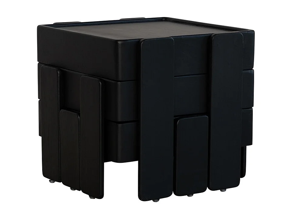 Ensemble de bouts de canapé empilables en manguier massif noir Nido