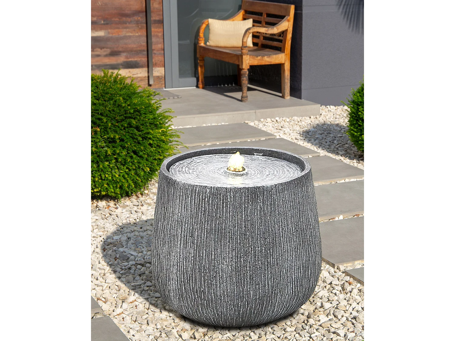 Fontanna ogrodowa LED CASCATA Szary