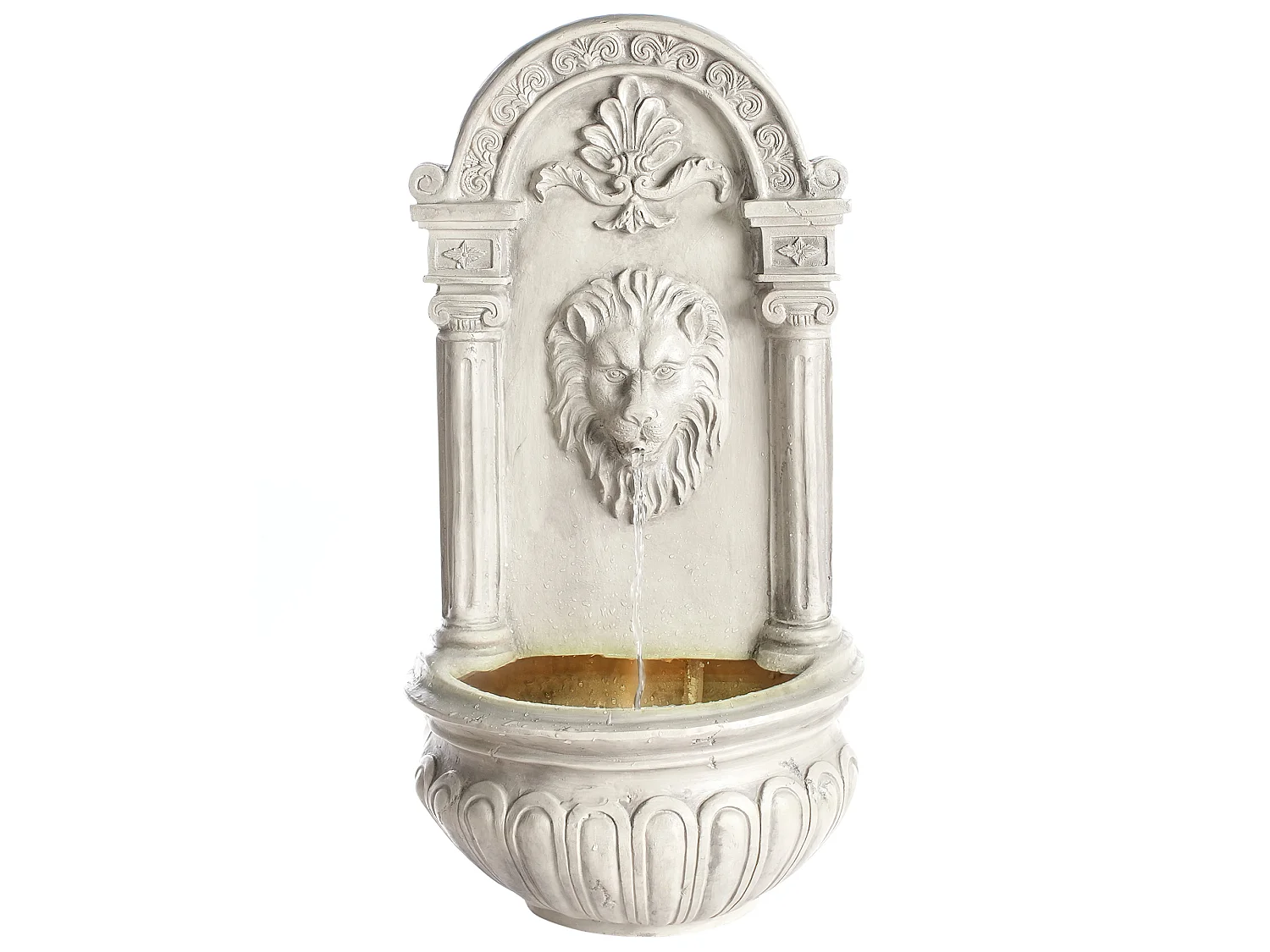 Garden Water Feature with LED Light Beige MARMORE