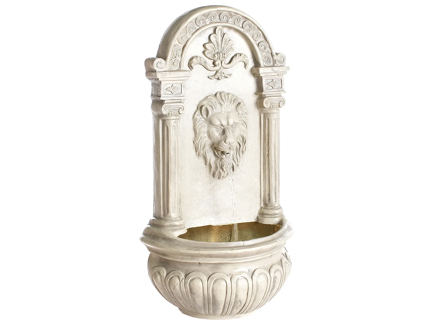 Garden Water Feature with LED Light Beige MARMORE