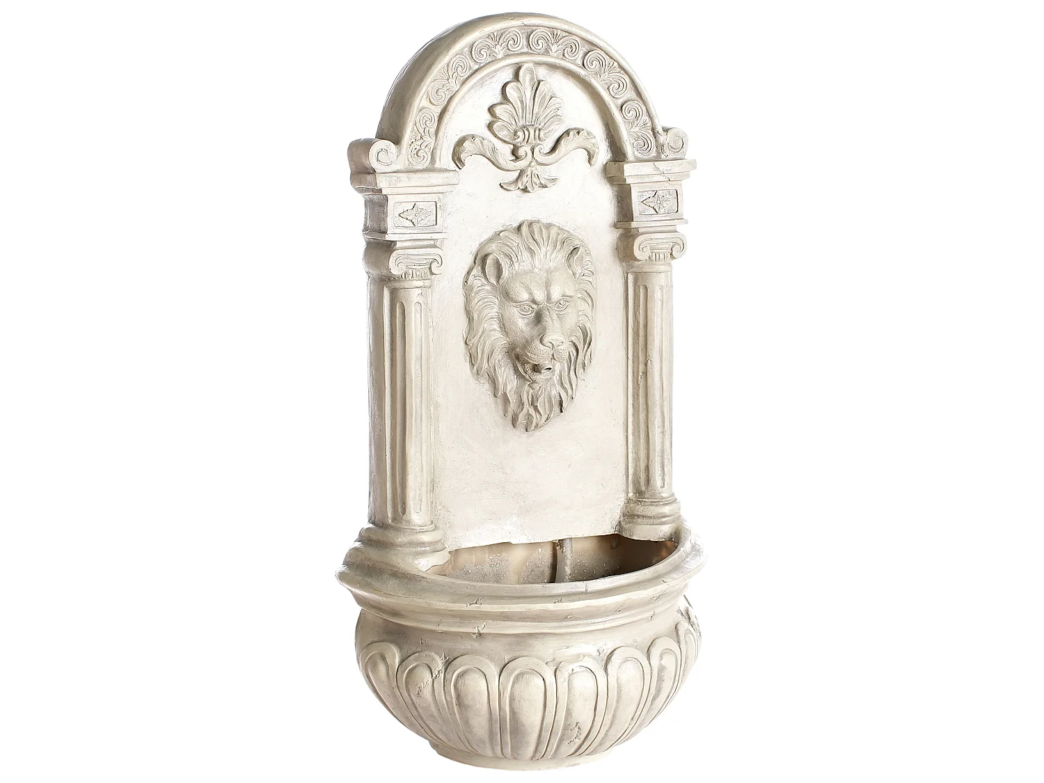 Garden Water Feature with LED Light Beige MARMORE