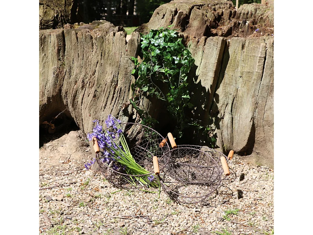 Set de 3 paniers grillagés ronds noirs 32-31-27 cm