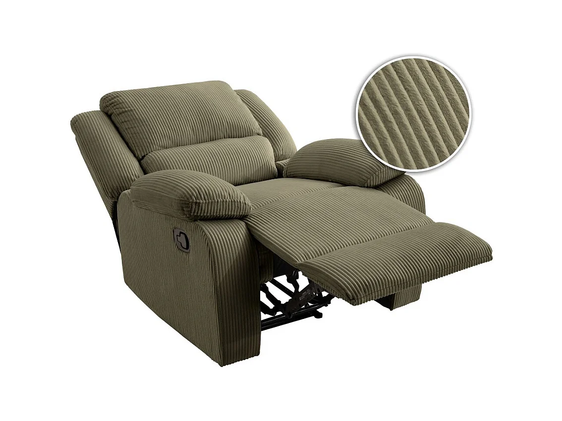 RELAXXO - Fauteuil relaxation manuel LEO en velours côtelé - Vert