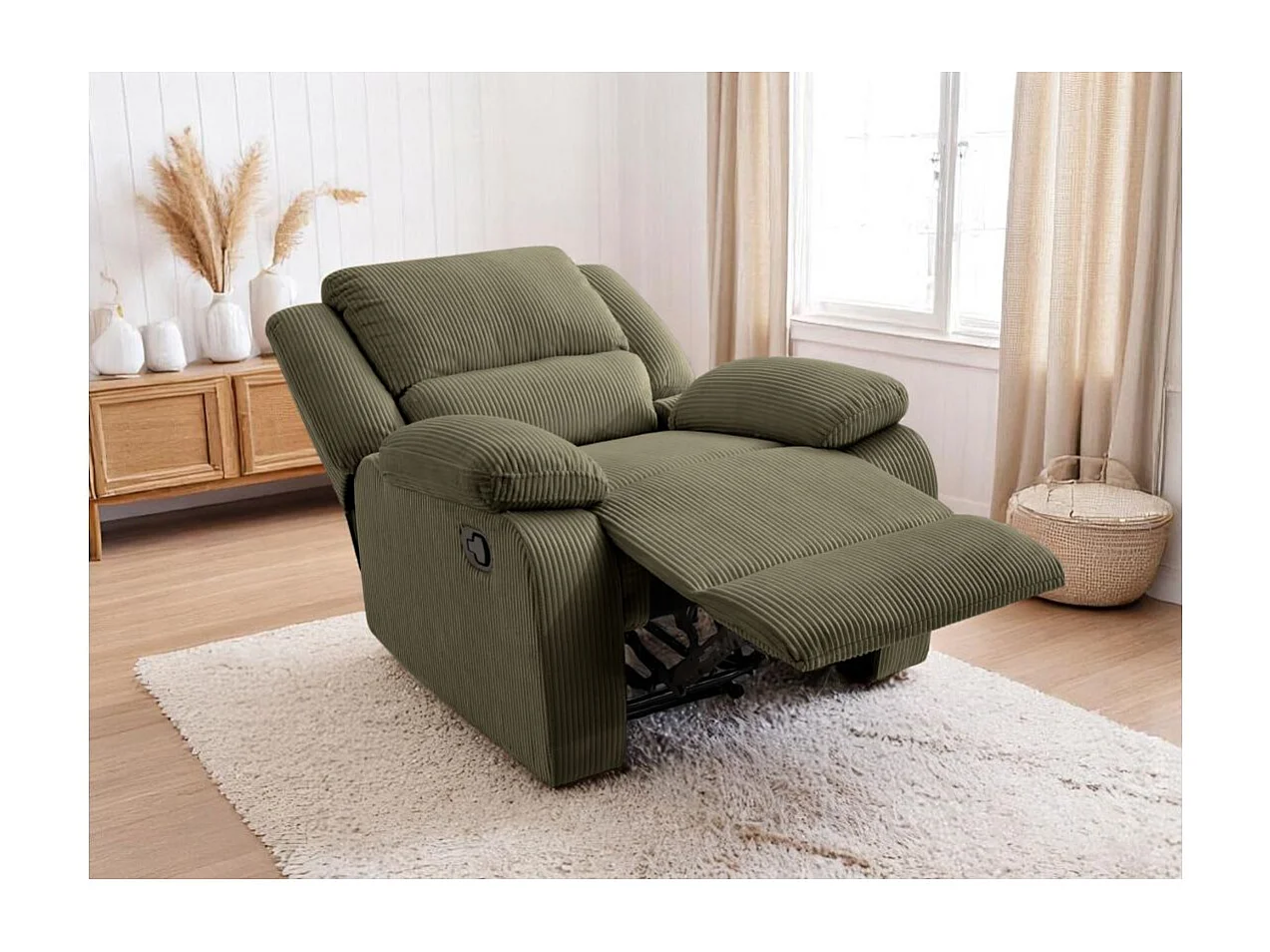 RELAXXO - Fauteuil relaxation manuel LEO en velours côtelé - Vert