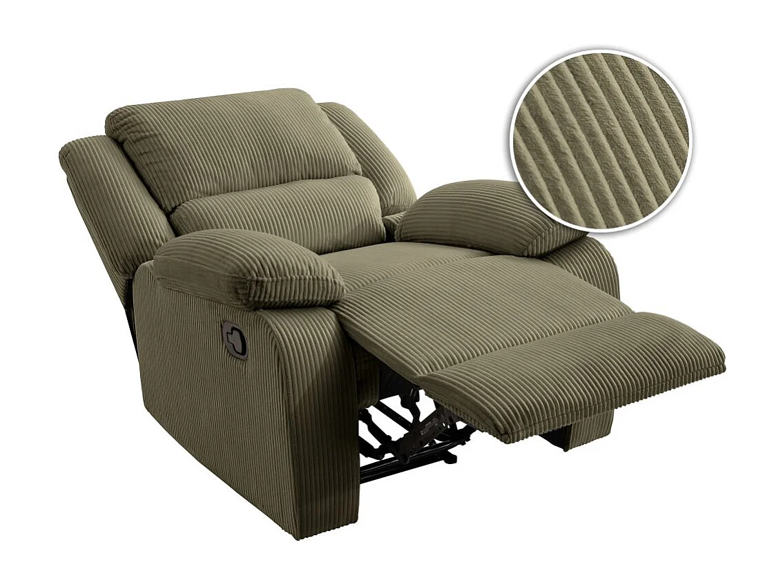 RELAXXO - Fauteuil relaxation manuel LEO en velours côtelé - Vert