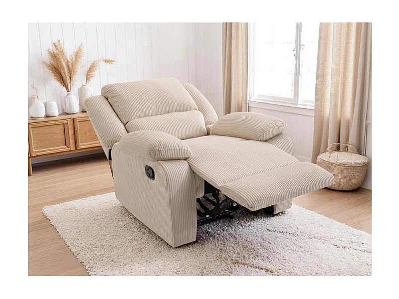 RELAXXO - Fauteuil relaxation manuel LEO en velours côtelé - Beige