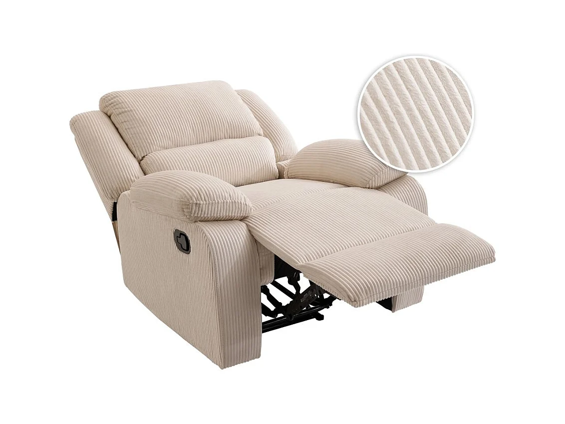 RELAXXO - Fauteuil relaxation manuel LEO en velours côtelé - Beige