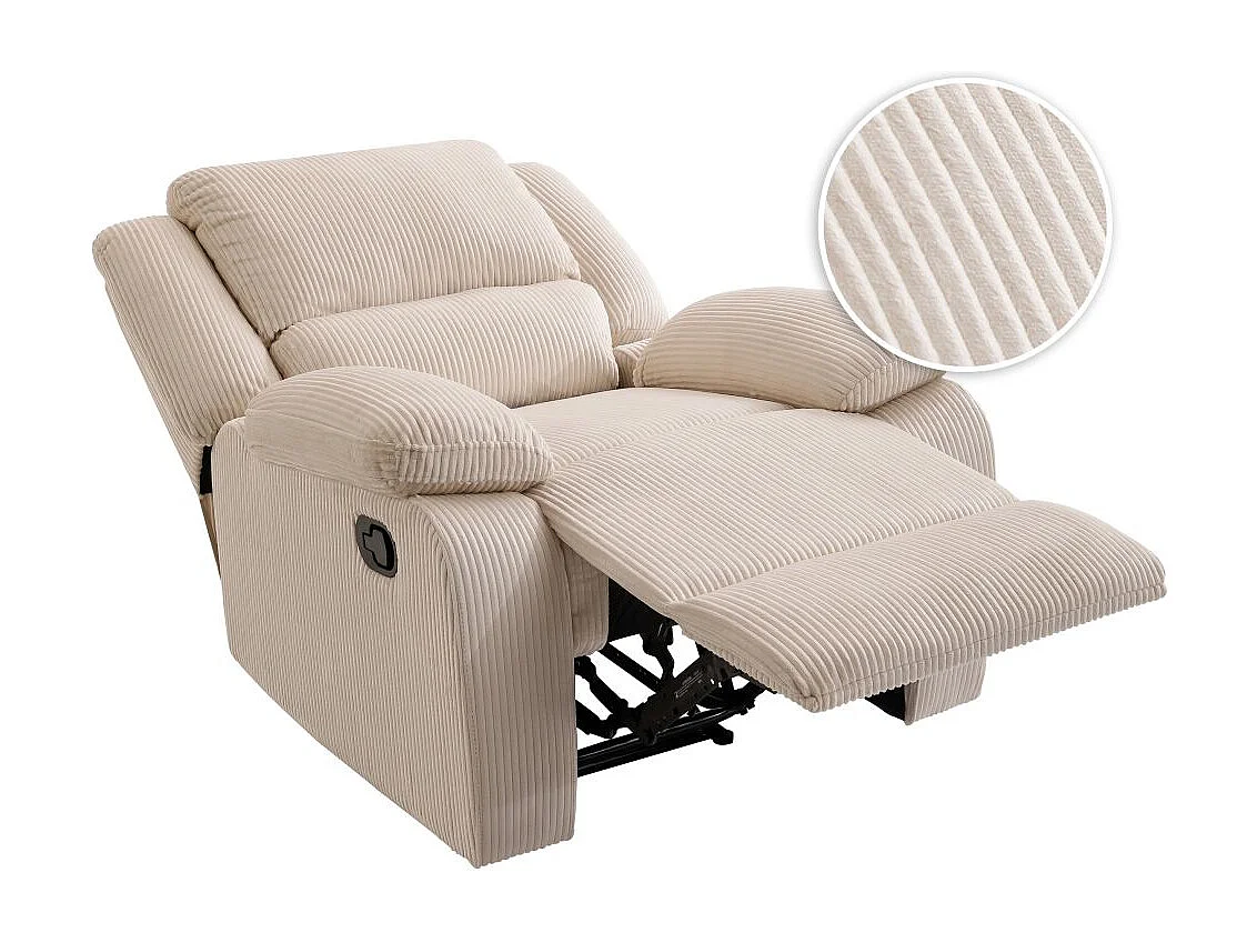 RELAXXO - Fauteuil relaxation manuel LEO en velours côtelé - Beige