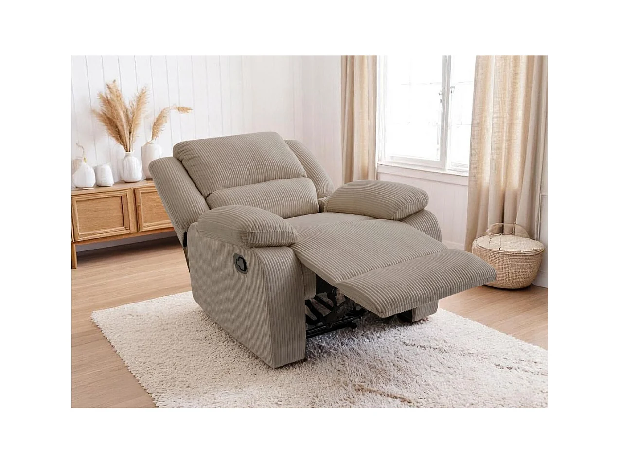 RELAXXO - Fauteuil relaxation manuel LEO en velours côtelé - Taupe