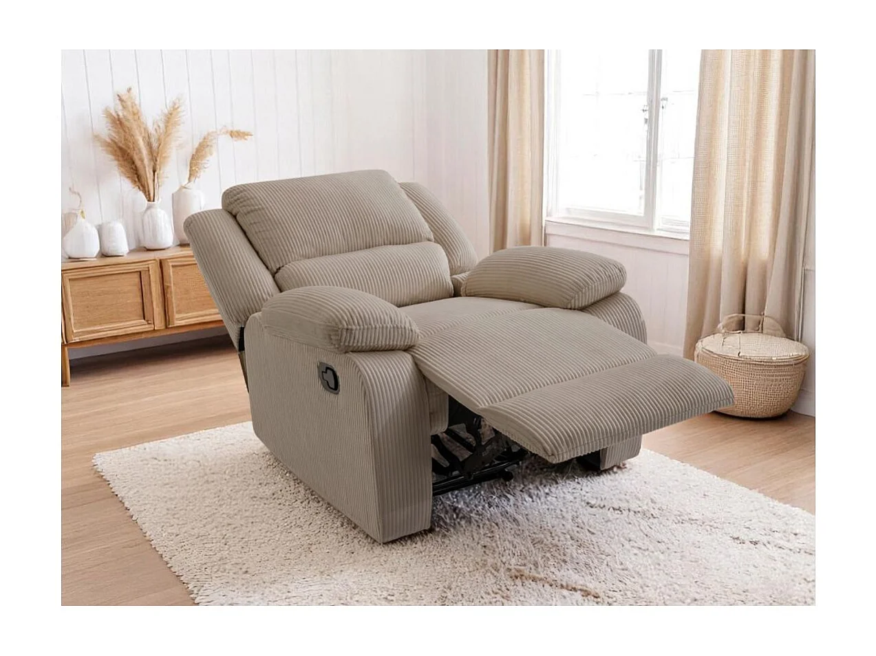 RELAXXO - Fauteuil relaxation manuel LEO en velours côtelé - Taupe