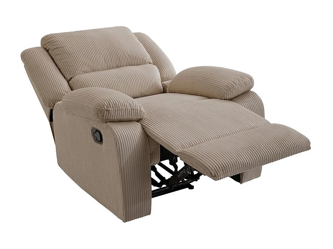 RELAXXO - Fauteuil relaxation manuel LEO en velours côtelé - Taupe