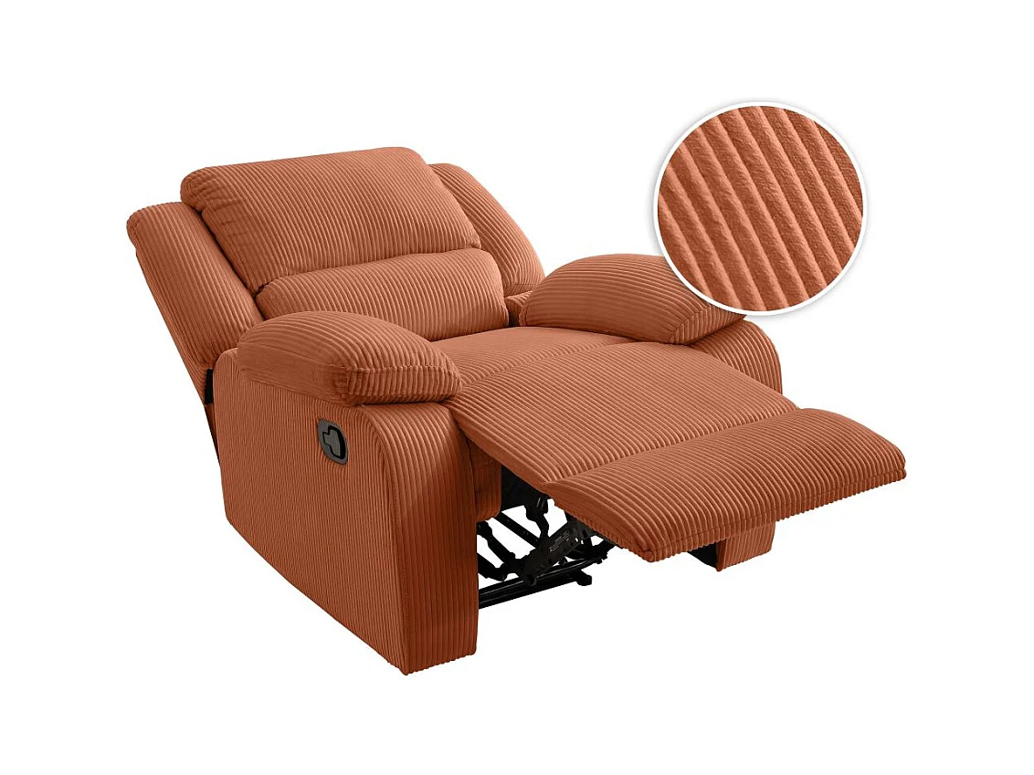 RELAXXO - Fauteuil relaxation manuel LEO en velours côtelé - Terracotta