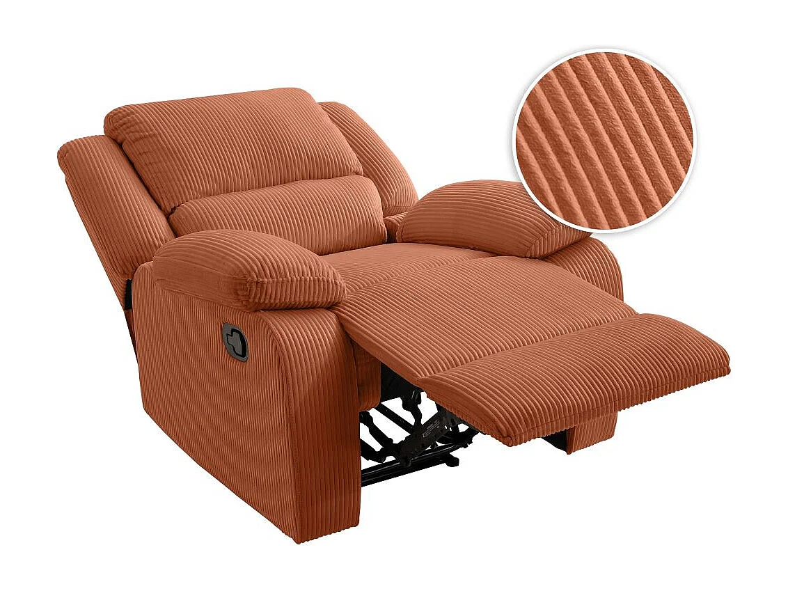 RELAXXO - Fauteuil relaxation manuel LEO en velours côtelé - Terracotta