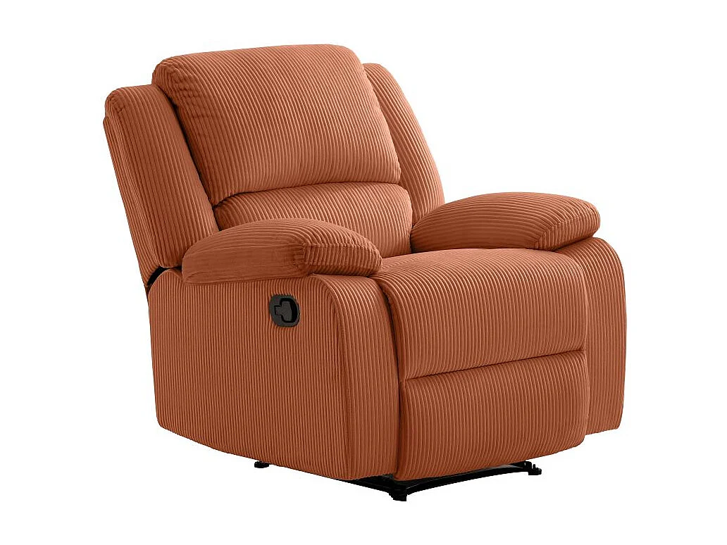 RELAXXO - Fauteuil relaxation manuel LEO en velours côtelé - Terracotta