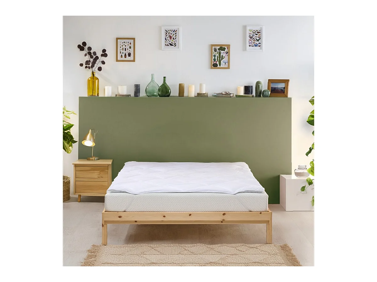 Surmatelas 90x190 cm Confort Anti-acariens Moelleux - Traitement naturel