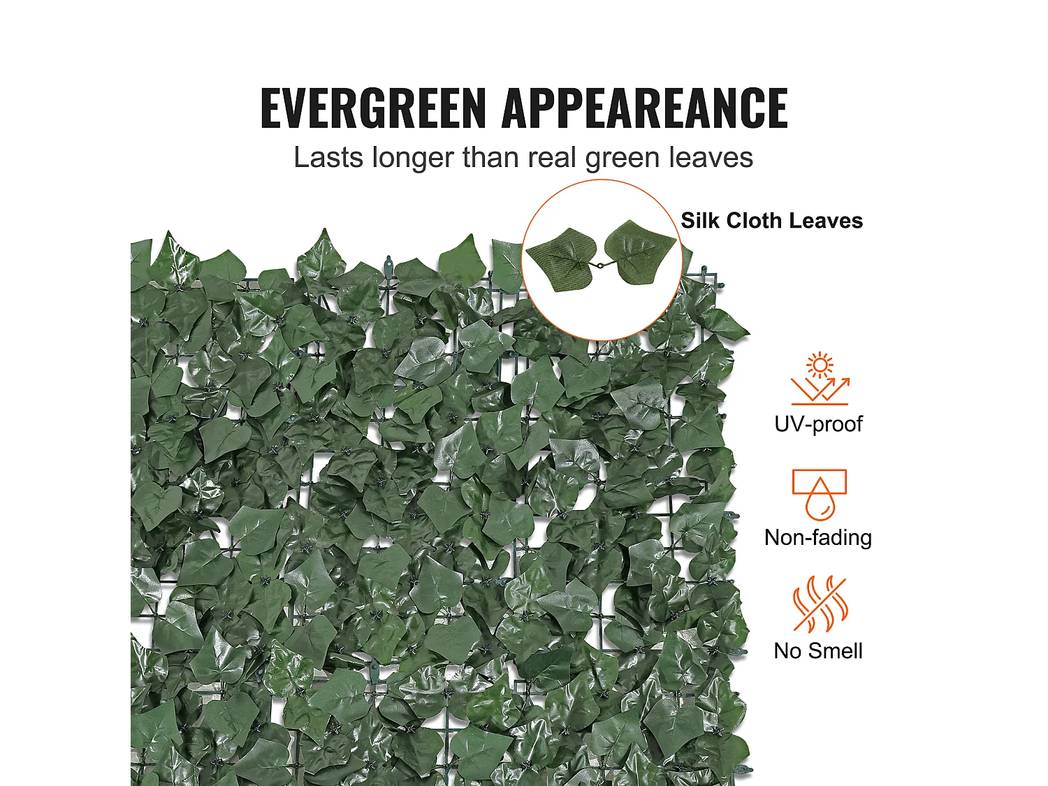 Haie Artificielle SucceBuy 99.06 x 248.92 cm Feuille d'Iierre Artificielle Écran de Clôture de Confidentialité Panneau de Décoration Haie