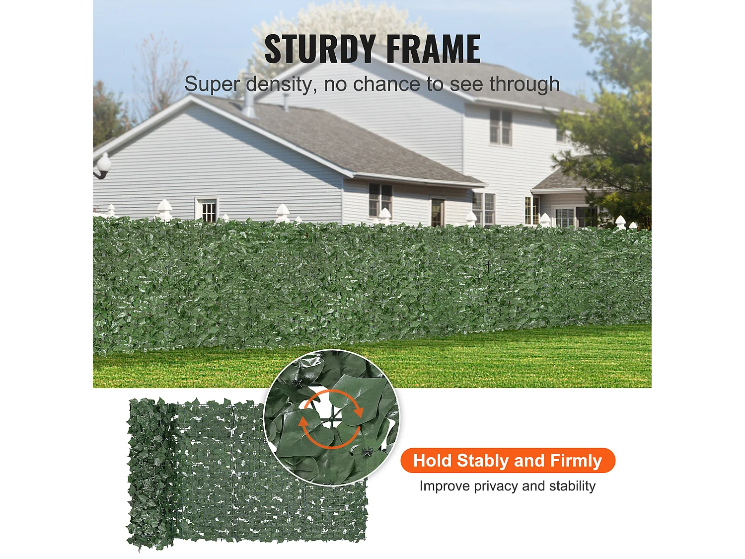 Haie Artificielle SucceBuy 99.06 x 248.92 cm Feuille d'Iierre Artificielle Écran de Clôture de Confidentialité Panneau de Décoration Haie