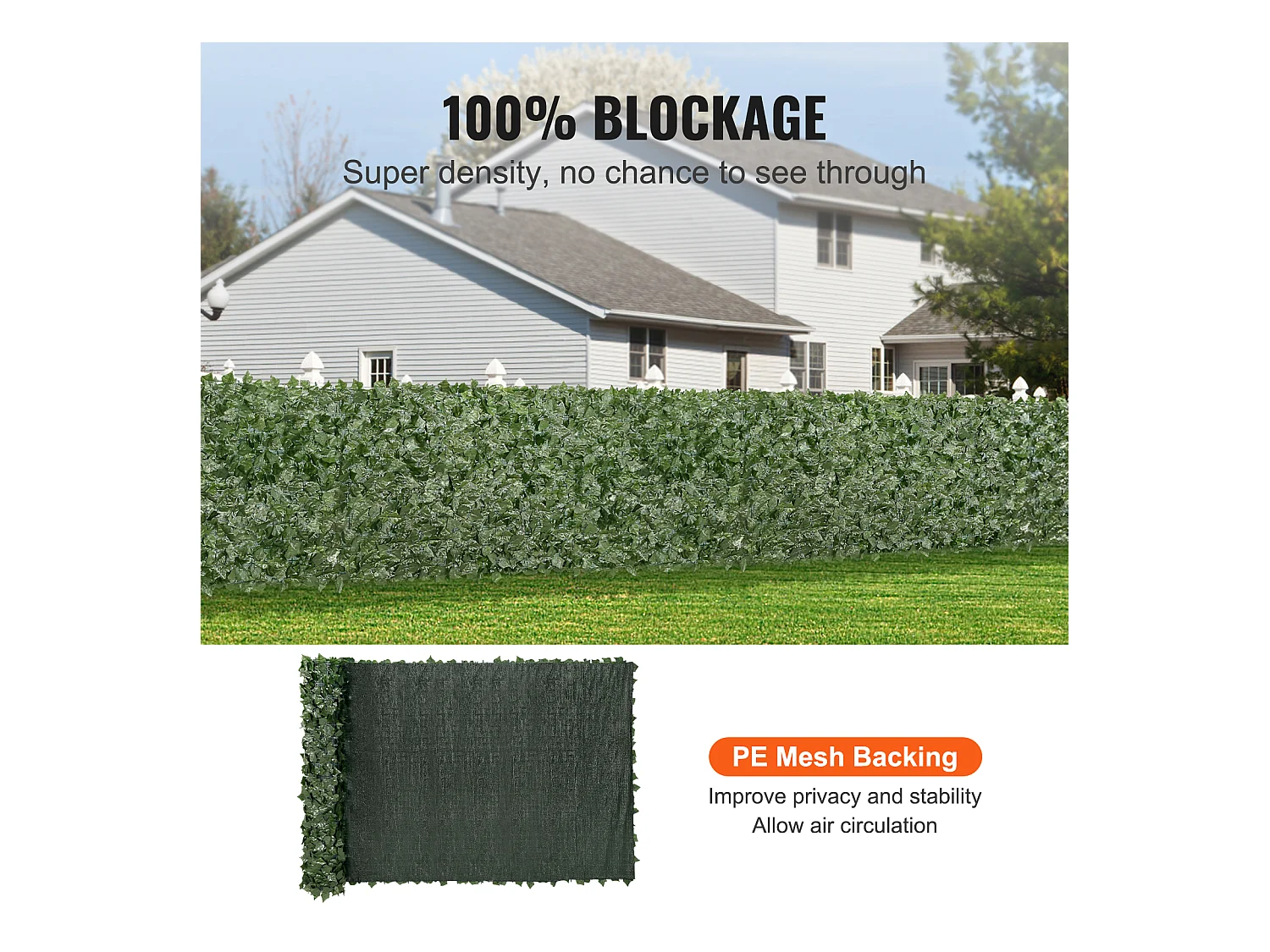 Haie Artificielle SucceBuy Clôture en Feuilles de Lierre Artificielles 149.86 x 401.32 cm avec Support en Tissu Maillé