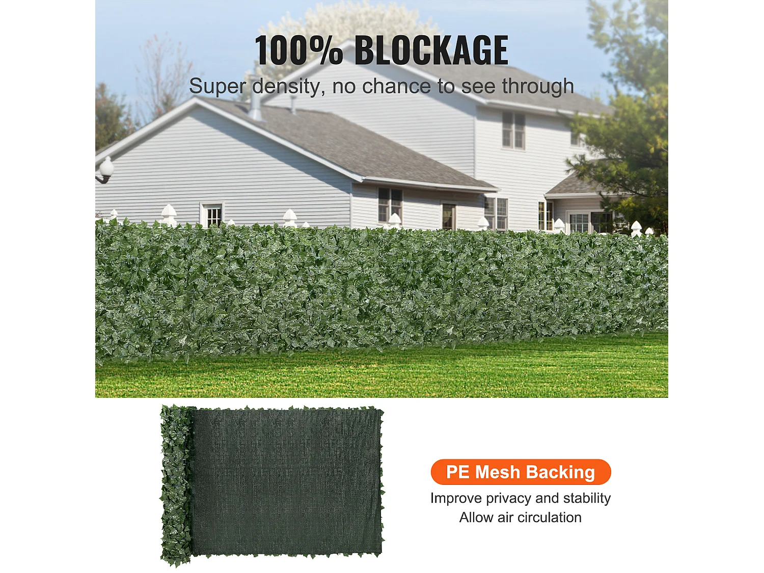 Haie Artificielle SucceBuy Clôture en Feuilles de Lierre Artificielles 149.86 x 401.32 cm avec Support en Tissu Maillé