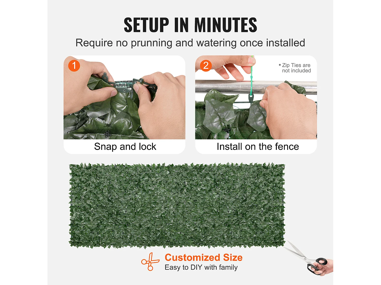 Haie Artificielle SucceBuy Clôture en Feuilles de Lierre Artificielles 149.86 x 401.32 cm avec Support en Tissu Maillé