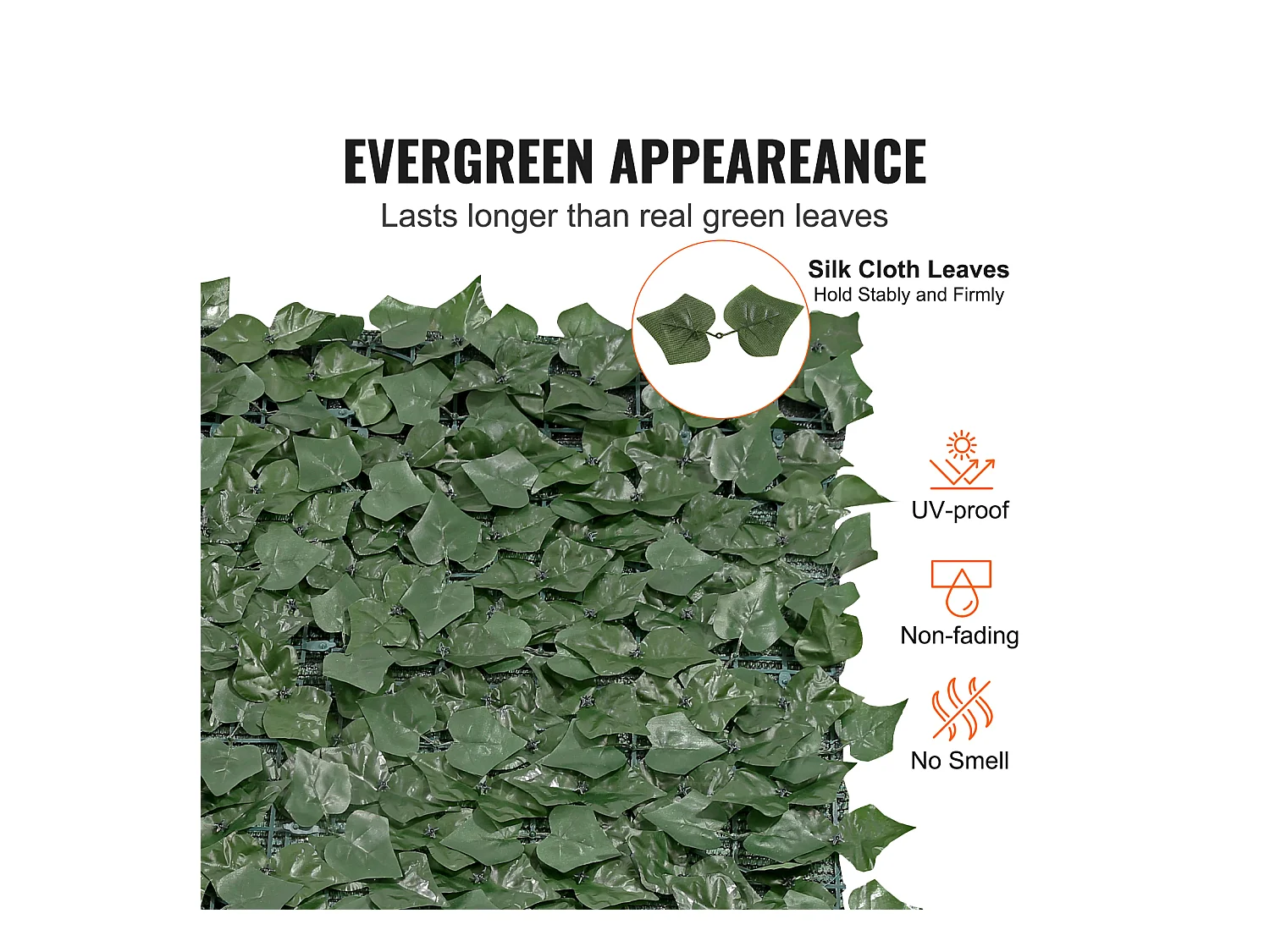 Haie Artificielle SucceBuy Clôture en Feuilles de Lierre Artificielles 99.06 x 248.92 cm avec Support en Tissu Maillé