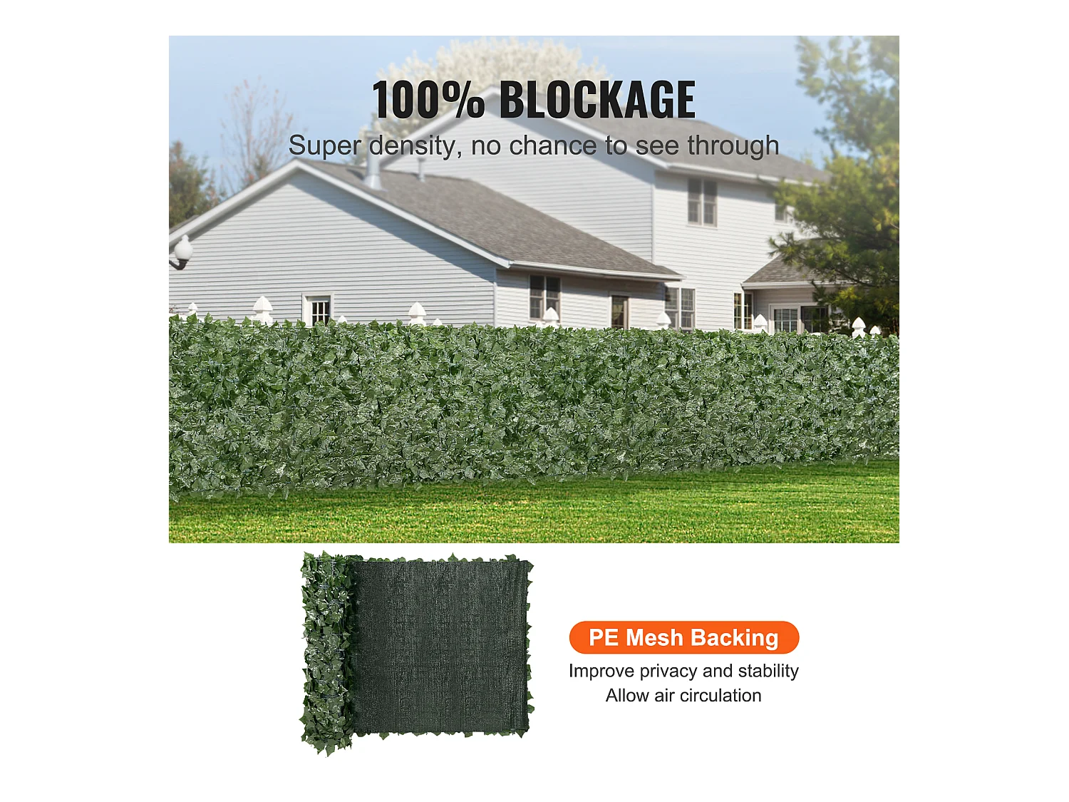 Haie Artificielle SucceBuy Clôture en Feuilles de Lierre Artificielles 99.06 x 248.92 cm avec Support en Tissu Maillé