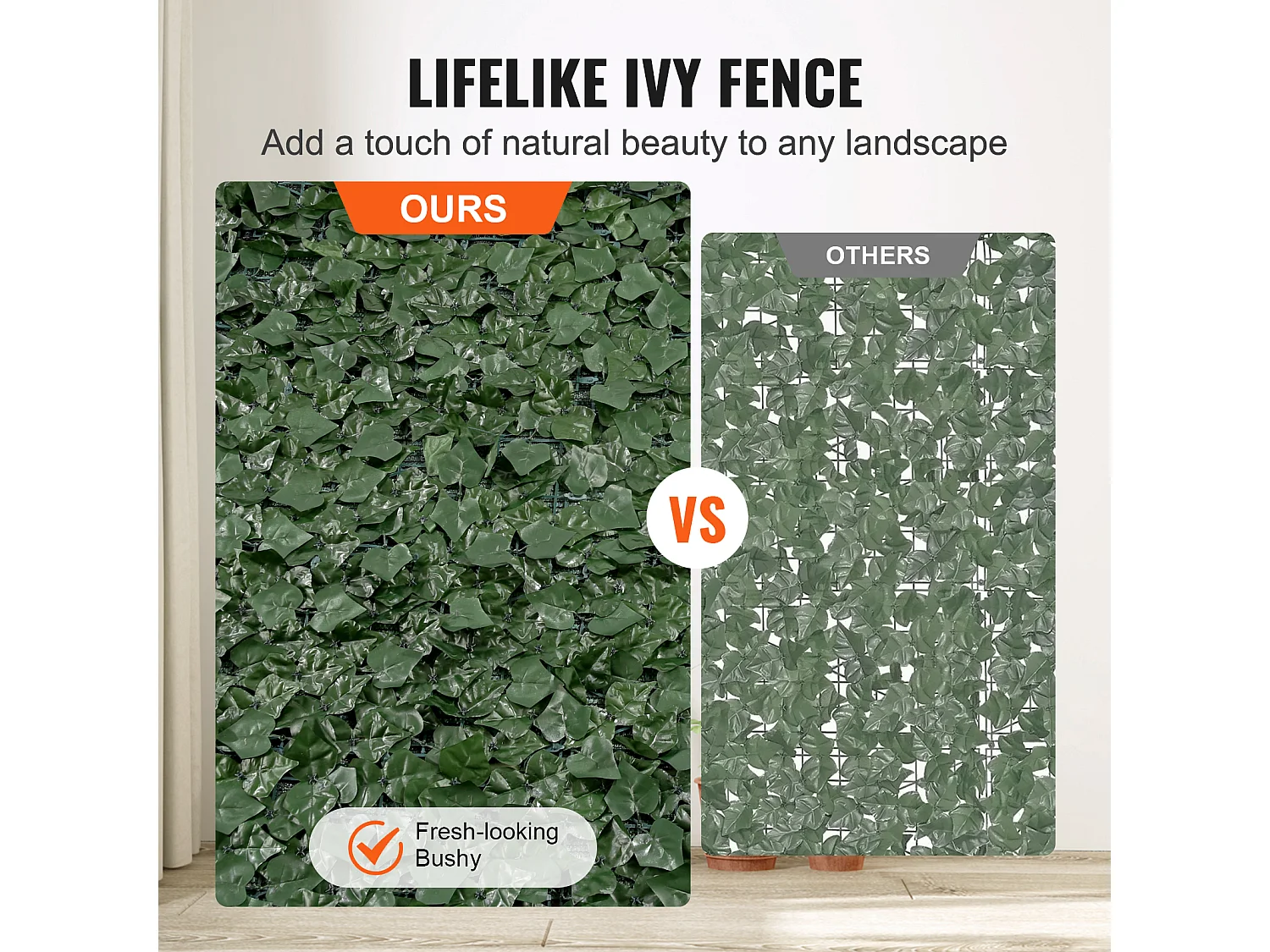 Haie Artificielle SucceBuy Clôture en Feuilles de Lierre Artificielles 99.06 x 248.92 cm avec Support en Tissu Maillé