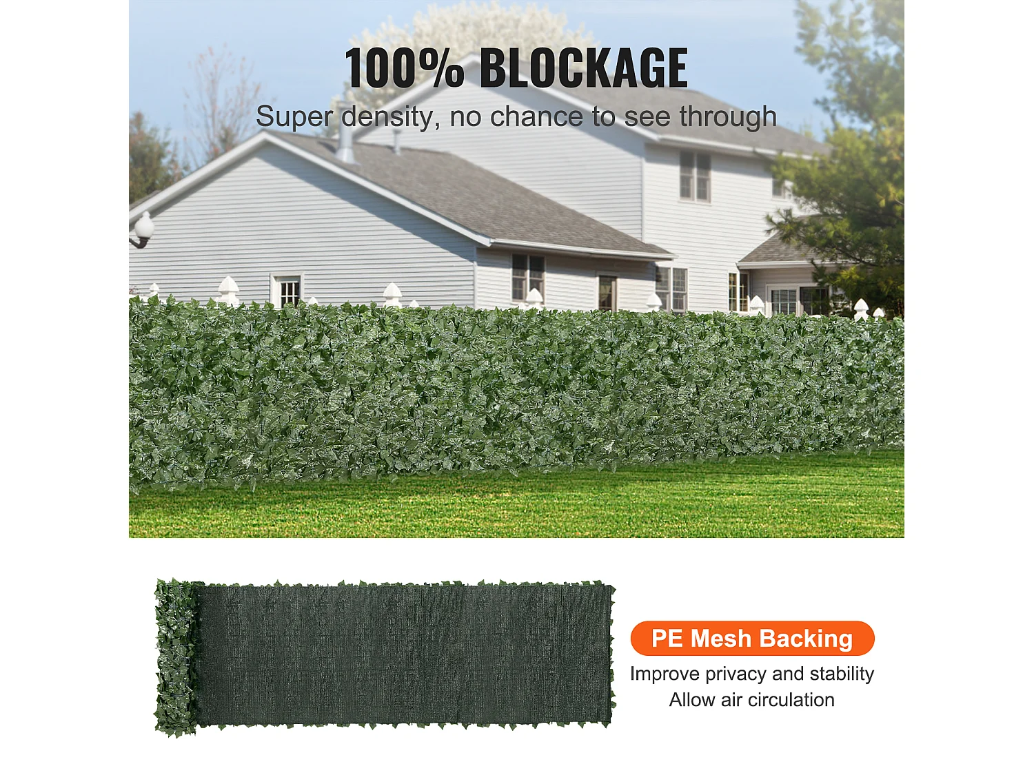 Sebe Artificial SucceBuy Tela de Cerca de Folhas de Hera Artificial de 99.06 x 502.92 cm com Tecido de Malha