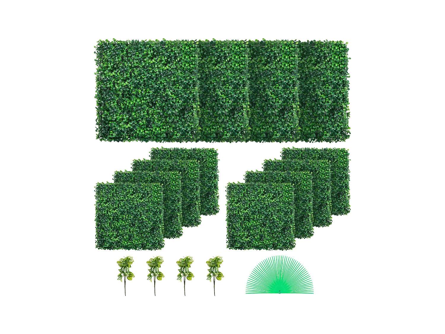 Haie Artificielle SucceBuy 12 pcs UV Artificial Boxwood Hedge Panels 50.8 x 50.8 cm Green for Fence Decor