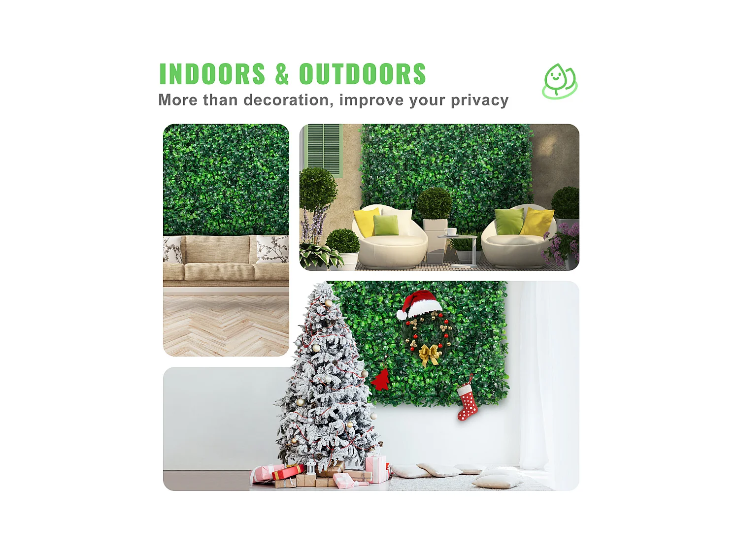 Haie Artificielle SucceBuy 12 pcs UV Artificial Boxwood Hedge Panels 50.8 x 50.8 cm Green for Fence Decor