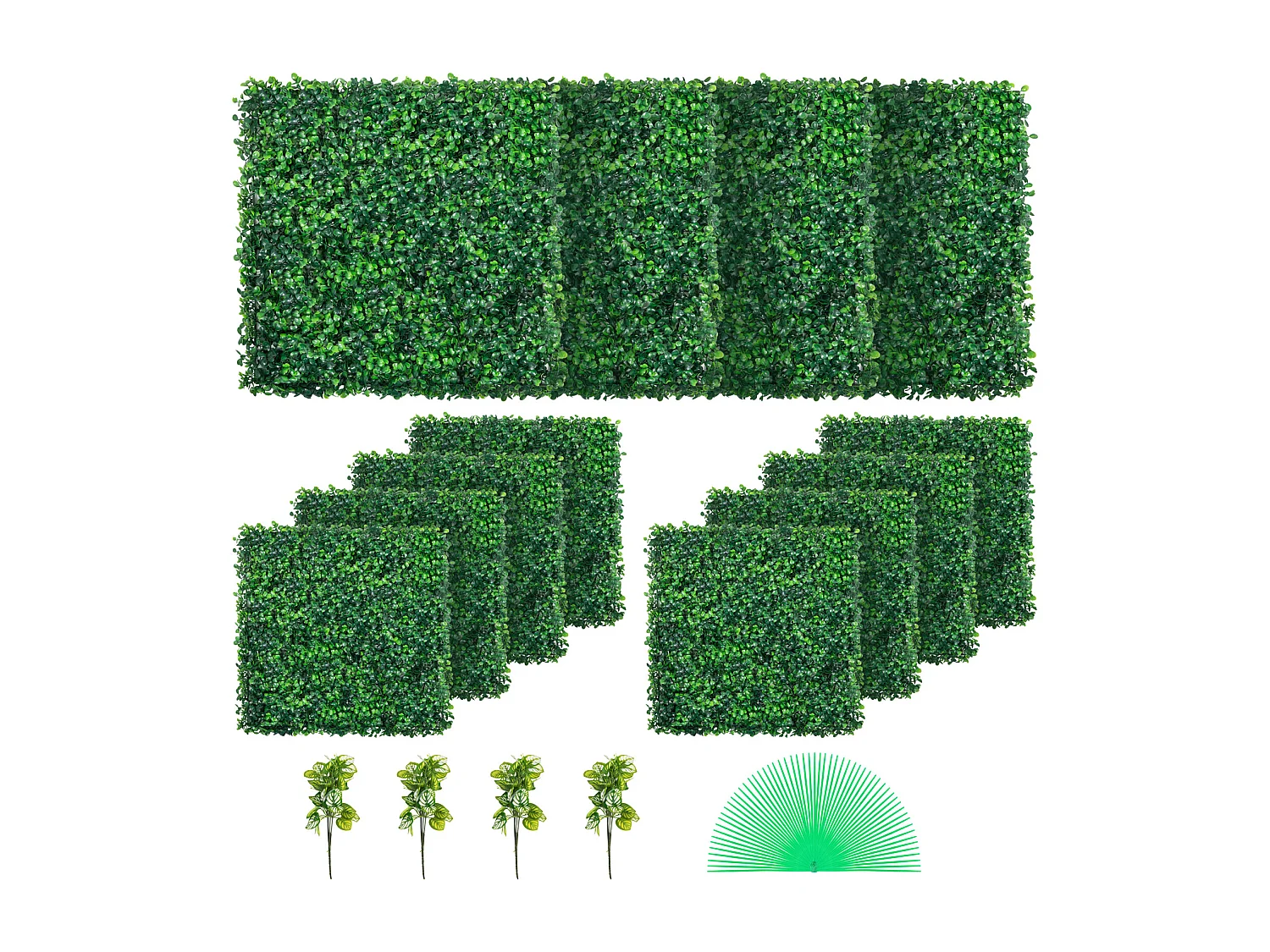 Haie Artificielle SucceBuy 12 pcs UV Artificial Boxwood Hedge Panels 50.8 x 50.8 cm Green for Fence Decor