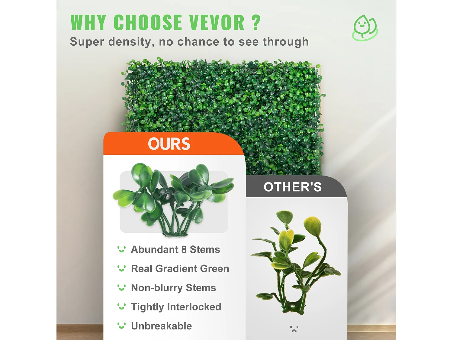 Haie Artificielle SucceBuy 12 pcs UV Artificial Boxwood Hedge Panels 50.8 x 50.8 cm Green for Fence Decor