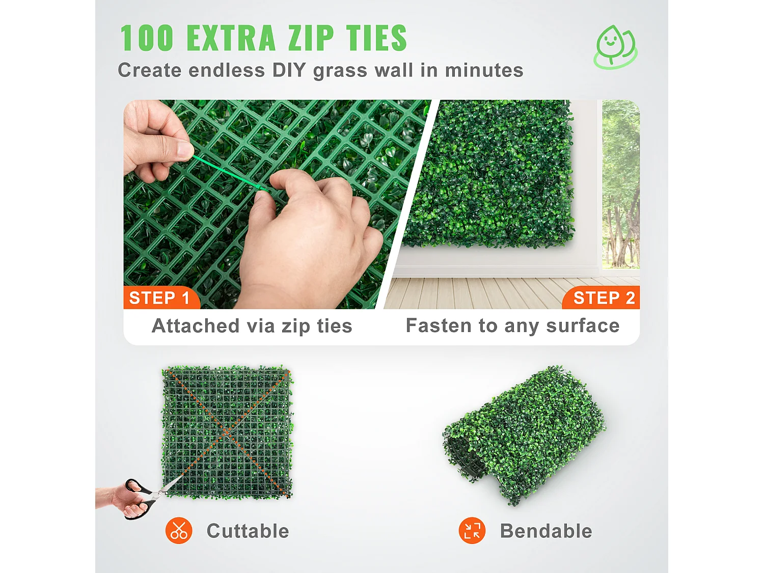 Haie Artificielle SucceBuy 12 pcs UV Artificial Boxwood Hedge Panels 50.8 x 50.8 cm Green for Fence Decor