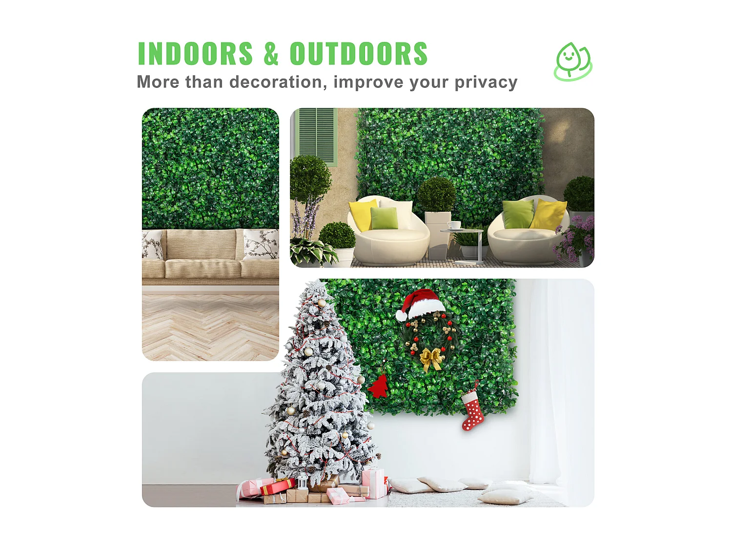 Haie Artificielle SucceBuy 12 pcs UV Artificial Boxwood Hedge Panels 50.8 x 50.8 cm Green for Fence Decor